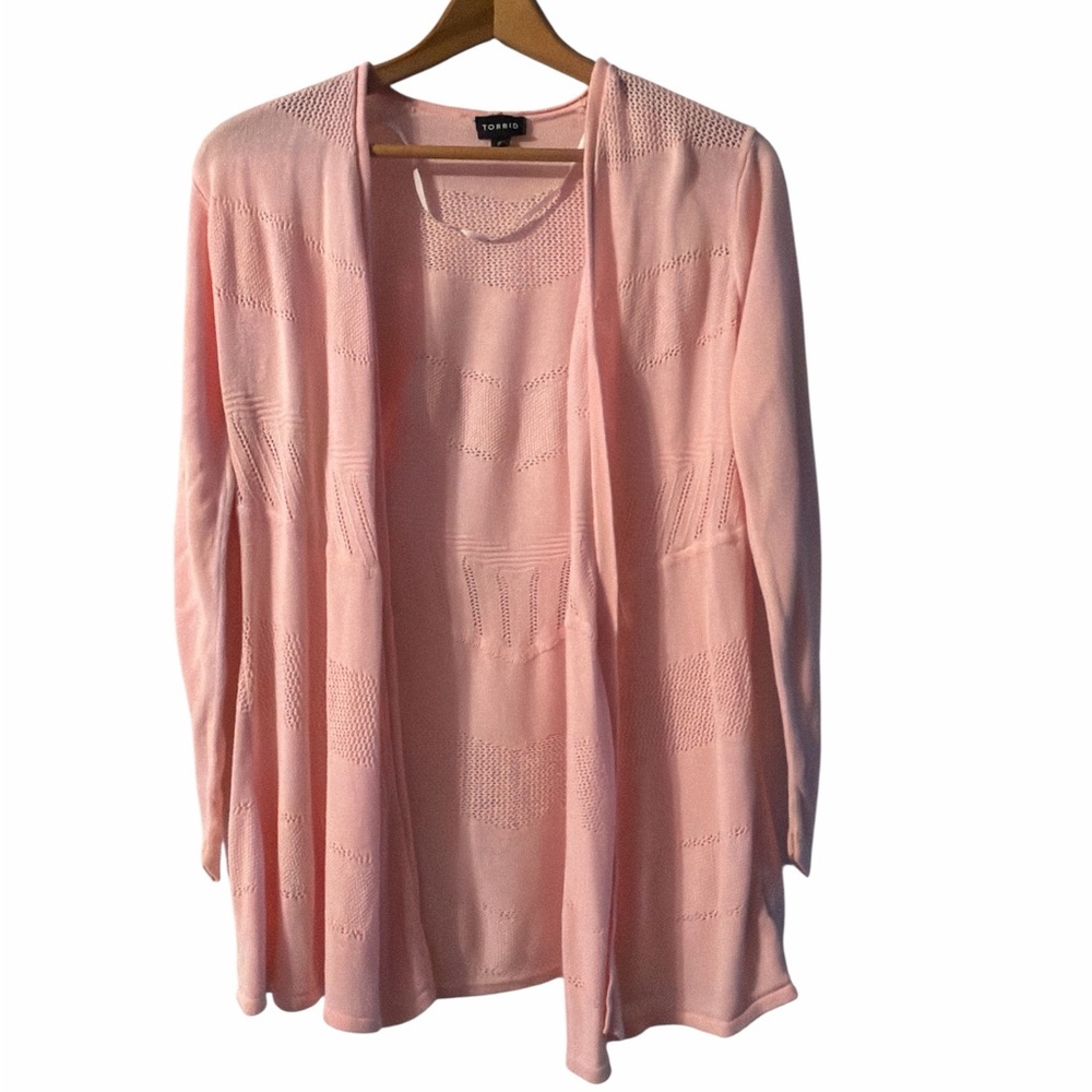 Torrid Pink Open Front Cardigan Size 00 Lightweight Knit Sweater